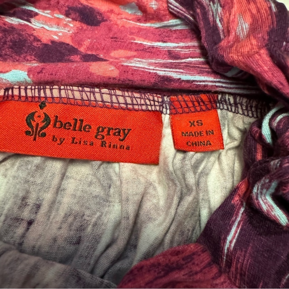 Belle Gray Womens Size XS Red Burgundy Purple Maxi Skirt V front elastic waist - Picture 7 of 12